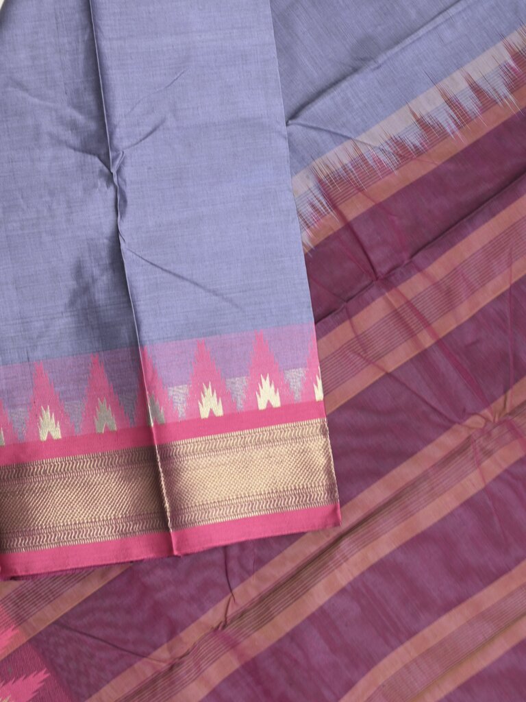 Dhaka cotton saree for women | cherry pink | temple border | contrast blouse