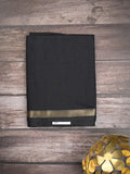 Maheshwari fancy saree black color allover plain and small kaddi border with self pallu and attached blouse