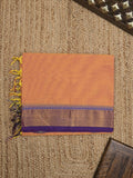 Kanchi cotton plain saree with zari border with attached self blouse