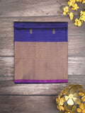 Uppada pattu saree royal blue color allover zari motifs & long kaddi border with rich pallu and contrast plain blouse