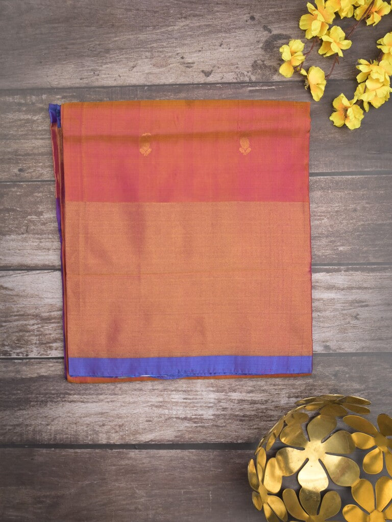 Uppada pattu saree light pink color allover zari motifs & long kaddi border with rich pallu and contrast plain blouse