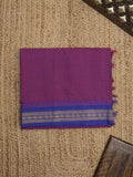 Kanchi cotton saree with zari border and attached self blouse