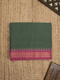 Kanchi cotton saree with zari border and attached self blouse
