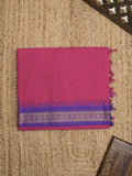Kanchi cotton saree with zari border and attached self blouse