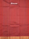 Uppada seiko pattu saree bluish grey color allover checks, motifs & zari border with contrast pallu and plain blouse