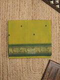 Kanchi cotton saree allover motifs and zari border with attached self-blouse