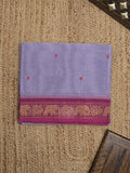 Kanchi cotton saree allover motifs and zari border with attached self-blouse