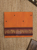Kanchi cotton saree allover motifs and zari border with attached self-blouse