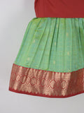 Traditional kanchi pattu silk lehenga set for kids 0-1 year