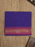 Kanchi cotton saree allover motifs and zari border with attached self-blouse