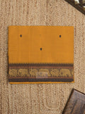 Kanchi cotton saree allover motifs and zari border with attached self-blouse
