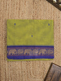 Kanchi cotton saree allover motifs and zari border with attached self-blouse
