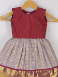 Traditional kanchi pattu silk lehenga set for kids 0-1 year