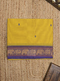 Kanchi cotton saree allover motifs and zari border with attached self-blouse
