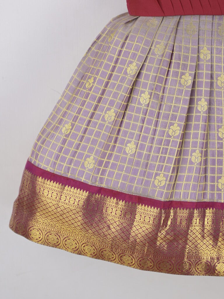 Traditional kanchi pattu silk lehenga set for kids 0-1 year