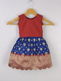 Traditional kanchi pattu silk lehenga set for kids 0-1 year
