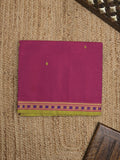 Kanchi cotton saree allover motifs and zari border with attached self-blouse
