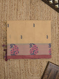 Kanchi cotton saree allover motifs and weaving border with attached self blouse