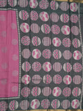 Maheshwari fancy saree purple color allover motifs & zari border with printed pallu and contrast blouse