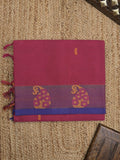 Kanchi cotton saree allover motifs and weaving border with attached self blouse