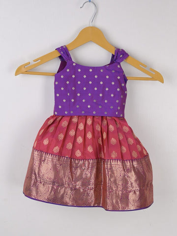 Traditional kanchi pattu silk lehenga set for kids 0-1 year