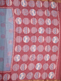 Maheshwari fancy saree light blue color allover motifs & zari border with printed pallu and contrast blouse