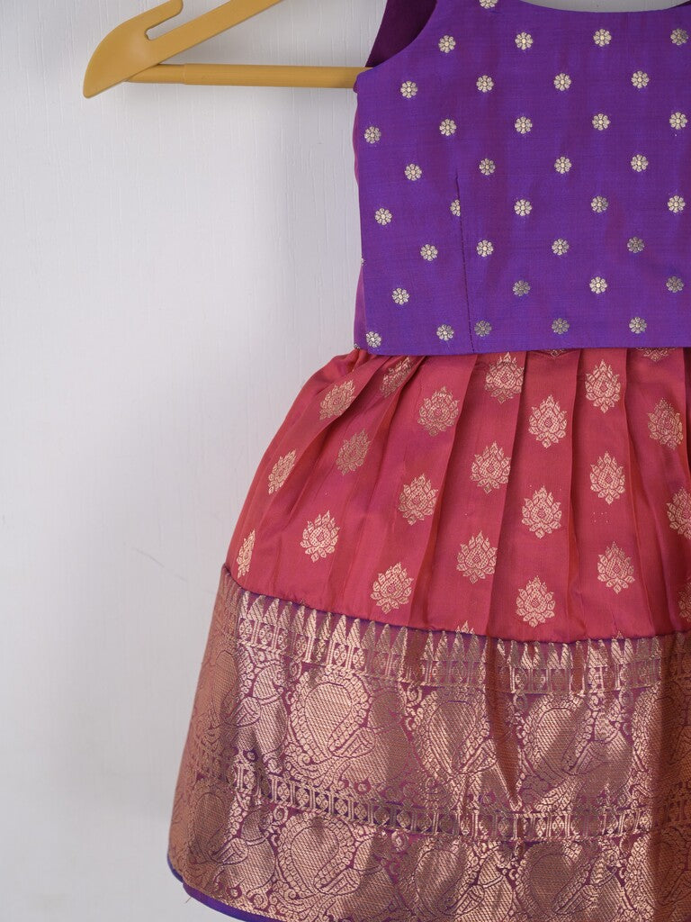 Traditional kanchi pattu silk lehenga set for kids 0-1 year
