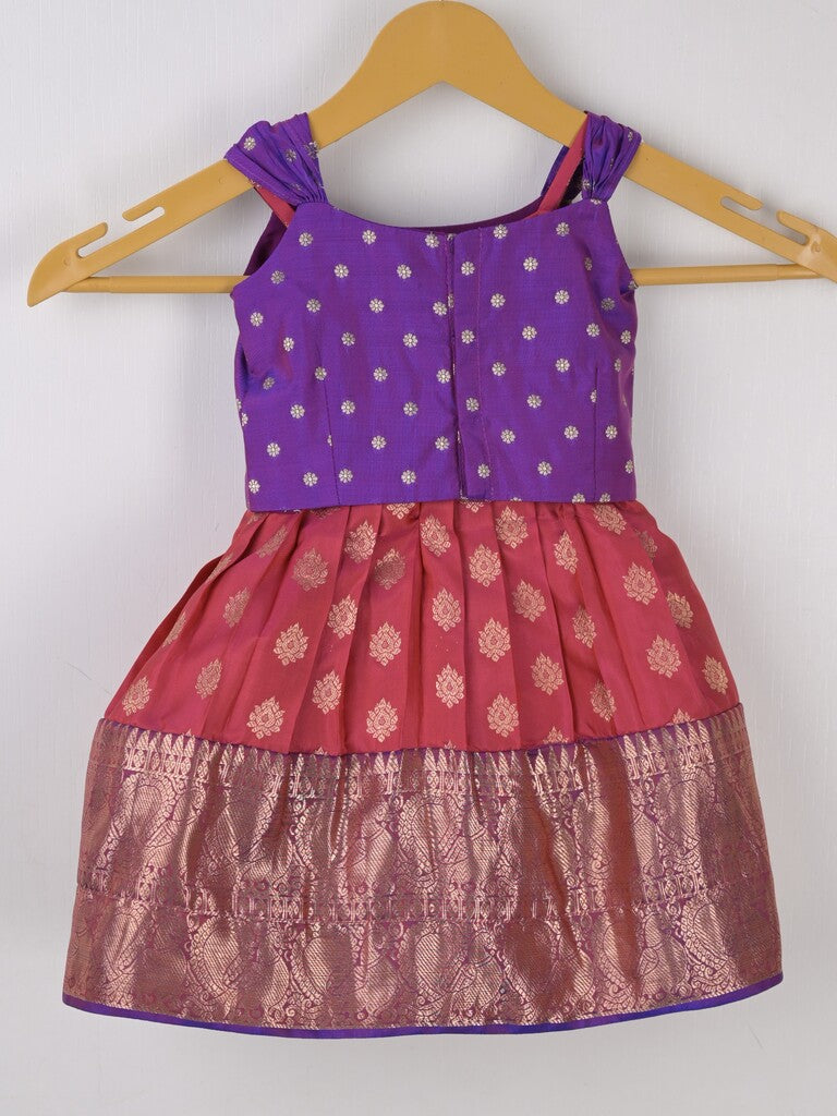 Traditional kanchi pattu silk lehenga set for kids 0-1 year