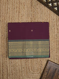 Kanchi cotton saree allover plain with kanchi border and attached self blouse