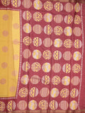 Maheshwari fancy saree golden yellow color allover motifs & zari border with printed pallu and contrast blouse