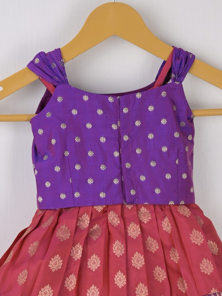 Traditional kanchi pattu silk lehenga set for kids 0-1 year