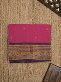 Kanchi cotton saree allover plain with kanchi border and attached self blouse