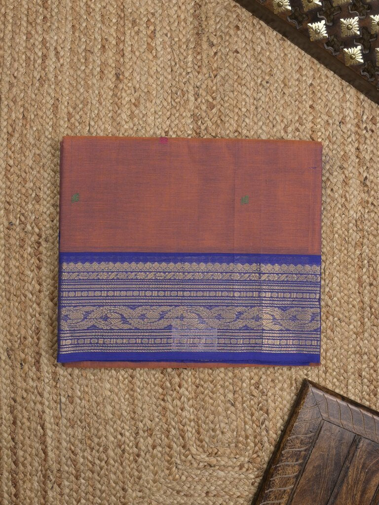 Kanchi cotton saree allover plain with kanchi border and attached self blouse