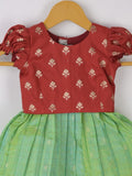 Traditional kanchi pattu silk lehenga set for kids 0-1 year