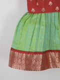 Traditional kanchi pattu silk lehenga set for kids 0-1 year