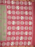 Maheshwari fancy saree light olive green color allover motifs & zari border with printed pallu and contrast blouse