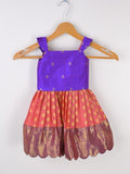 Traditional kanchi pattu silk lehenga set for kids 0-1 year