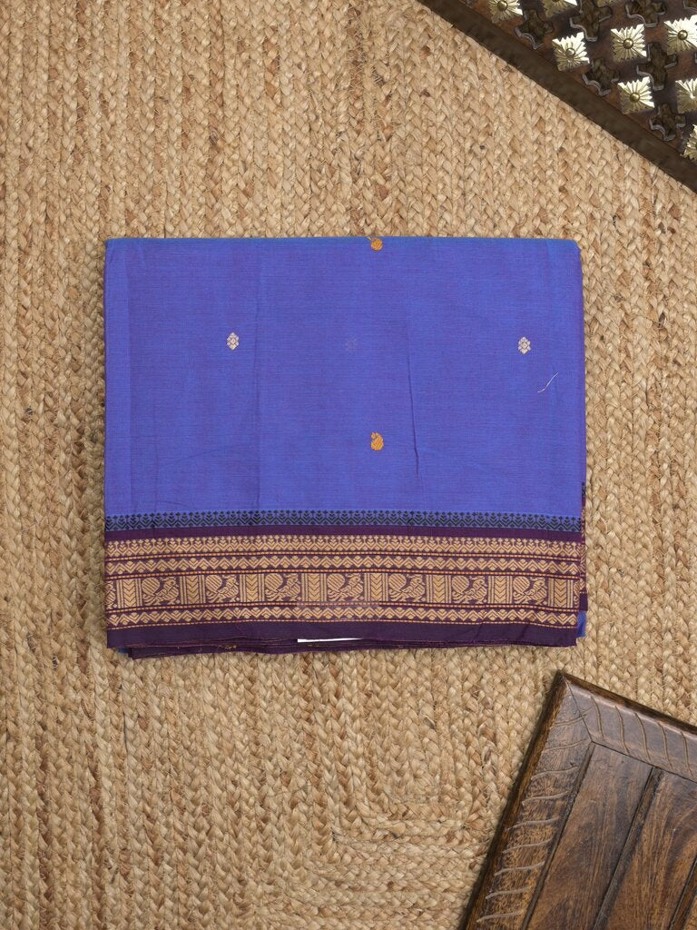Kanchi cotton saree allover motifs with zari border with attached self blouse