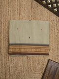 Kanchi cotton saree allover motifs with zari border with attached self blouse