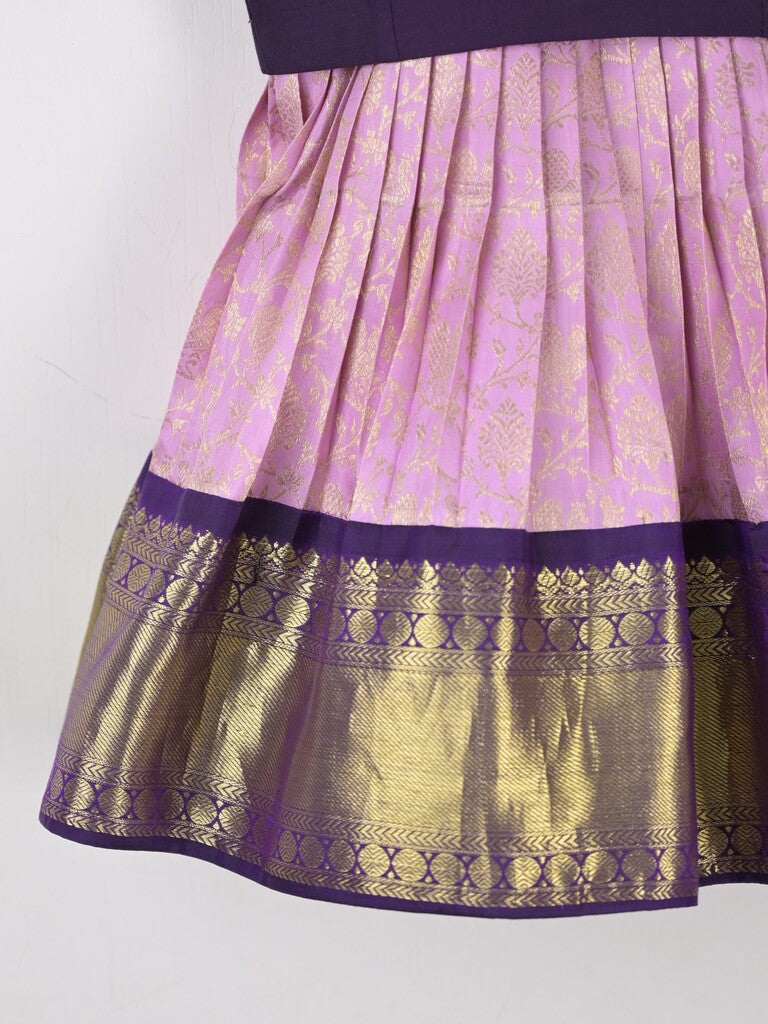 Traditional kanchi pattu silk lehenga set for kids 0-1 year