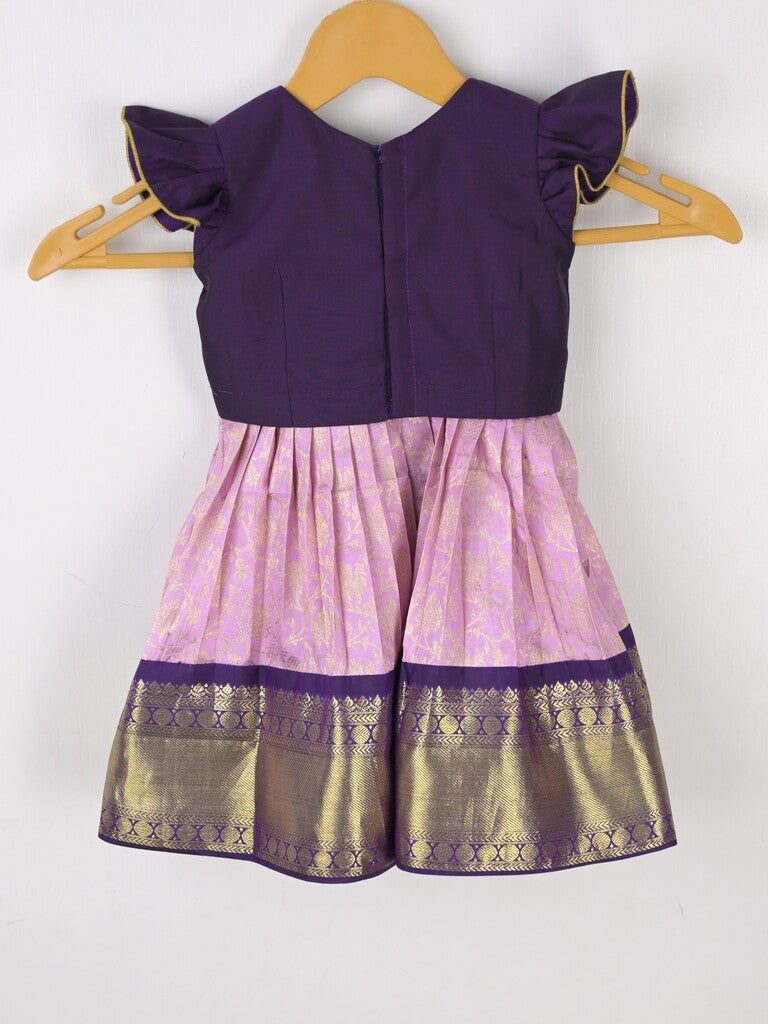 Traditional kanchi pattu silk lehenga set for kids 0-1 year