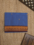 Kanchi cotton saree allover motifs with contrast border and attached self blouse