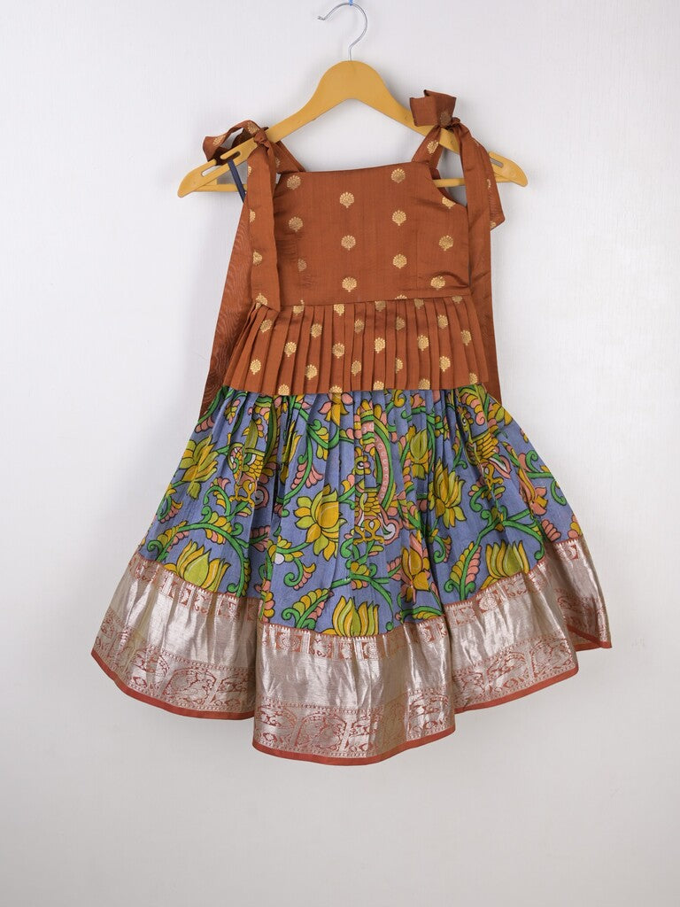 Traditional kanchi pattu silk lehenga set for kids 2-3 years