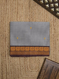 Kanchi cotton saree allover motifs with contrast border and attached self blouse
