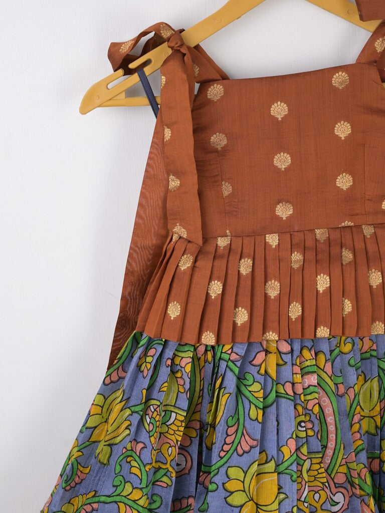 Traditional kanchi pattu silk lehenga set for kids 2-3 years