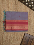 Kanchi cotton saree allover motifs with contrast border and attached self blouse