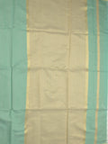 Maheshwari fancy saree lux green color allover plain and small kaddi border with contrast plain pallu and attached blouse