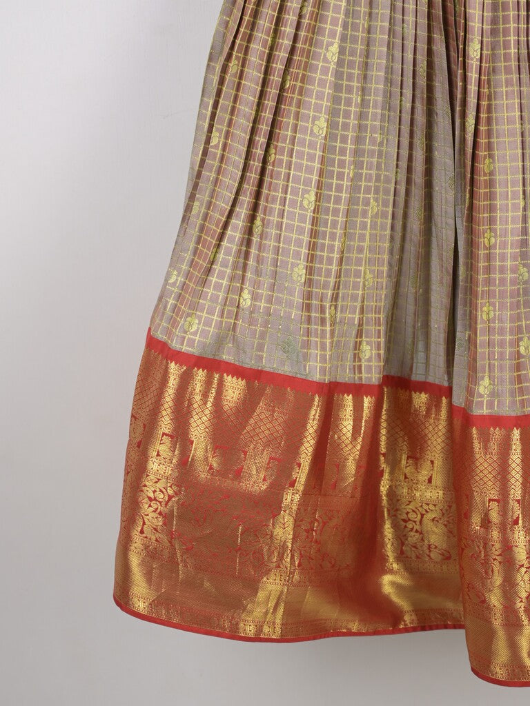 Traditional kanchi pattu silk lehenga set for kids 8-9 years