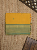 Kanchi cotton saree allover motifs with contrast border and attached self blouse