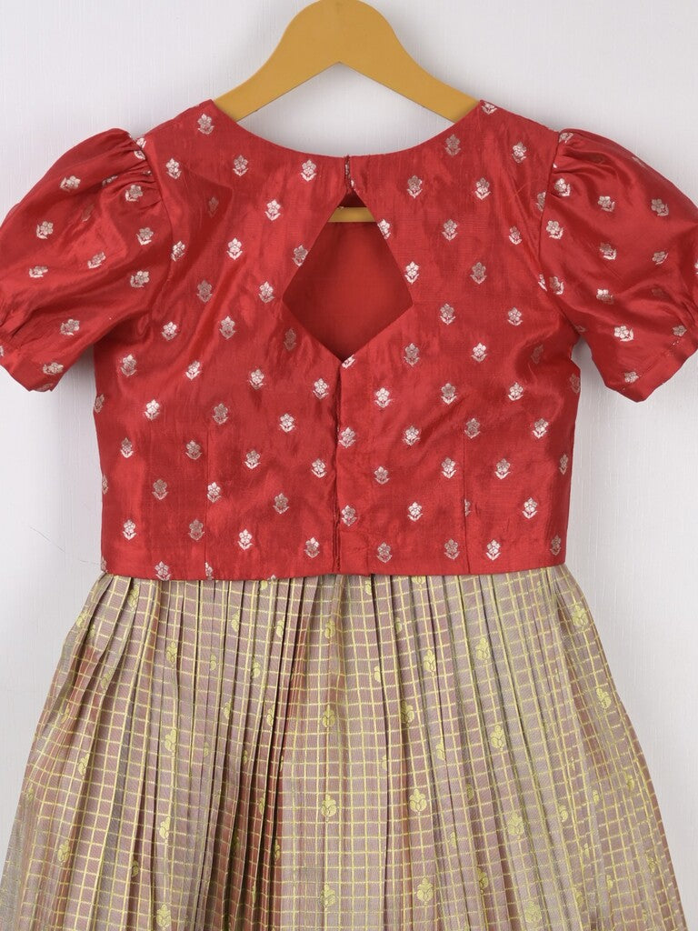 Traditional kanchi pattu silk lehenga set for kids 8-9 years